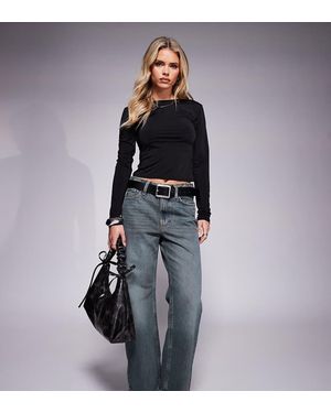 River Island Vaqueros Azules De Corte Recto Holgado Con Lavado Oscuro De - Gris