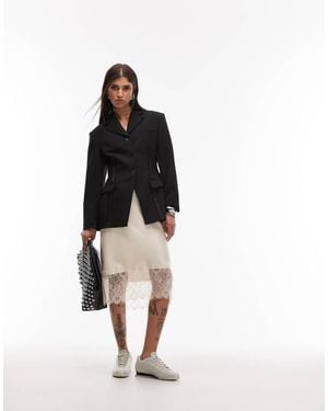 ASOS Exposed Seam Nipped Blazer With Shoulder Pads - White
