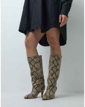ASOS Curve Contessa Cone Heel Slouch Knee Boots - Black