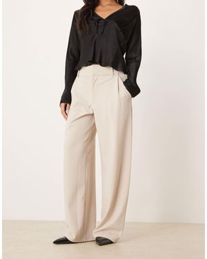 JDY Petite Wide Leg Tailored Trousers - Natural