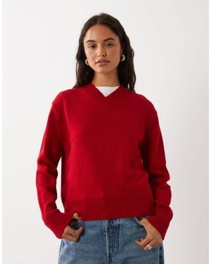 Mango Strickpullover mit v-ausschnitt - Rot