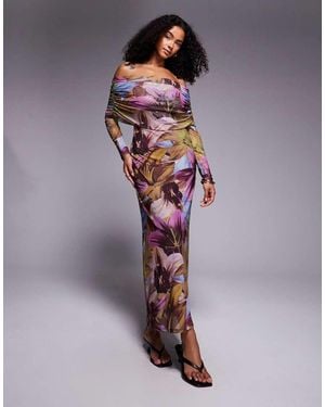 ASOS Bardot Long Sleeve Midi Dress - Purple