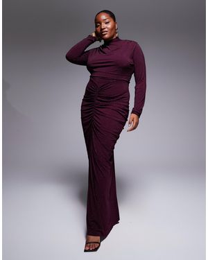 Tfnc Plus High Neck Embellished Maxi Dress - Purple