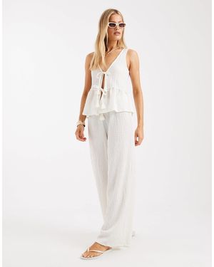 New Look Pantalon d'ensemble texturé - crème - Blanc