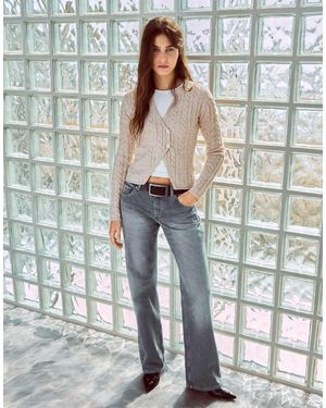 Bershka Cardigan aus strukturstrick mit wickeloptik - Grau
