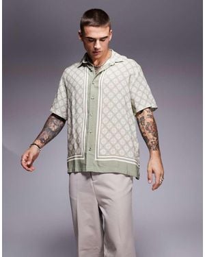 River Island Geometric Border Print Shirt - Grey