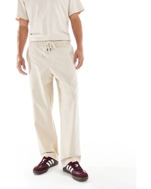 Farah Greenport Wide Leg Drawcord Waist Pants - Natural