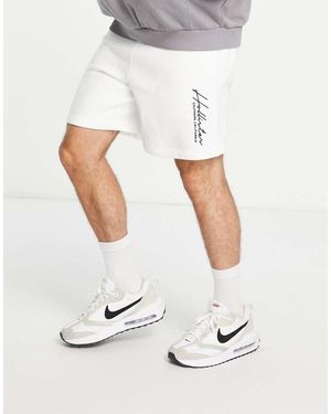 Hollister Script Leg Logo Sweat Shorts - White