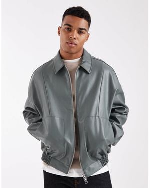 ASOS – bomberjacke aus kunstleder - Grau