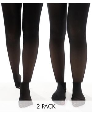 ONLY 40 Den 2 Pack Tights - Black