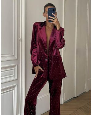 Never Fully Dressed Blazer De Terciopelo Con Adorno Hot Fix De Conjunto En-Rojo