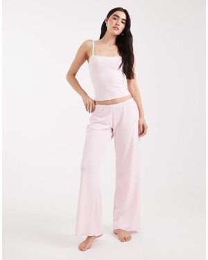Cotton On Sleep Waffle Wide Leg Trousers - Pink