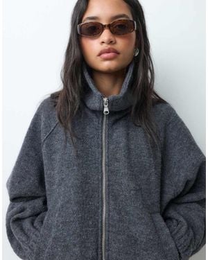 ARKET Chaqueta Bomber De Lana Afieltrada Con Cuello Alzado En - Gris