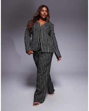 ASOS Curve Pearl Embellished Boucle Trouser Co-ord - Gray