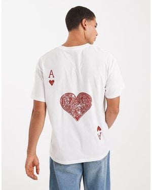 Jack & Jones Oversized T-Shirt With Ace Of Hearts Backprint - White