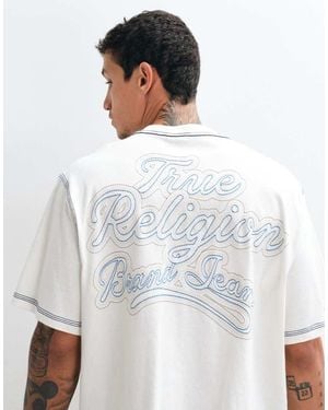 TRUE RELIGION T-Shirt A Maniche Corte Con Stampa Posteriore Rope Script Nera - Bianco