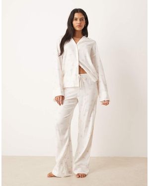 Gina Tricot Mix And Match Flannel Pyjamas Trousers - Natural