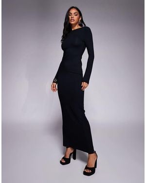 ASOS Plunge Back Maxi Slash Neck Dress - Blue