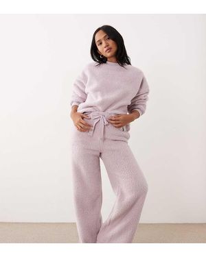 ASOS Asos Design Petite Lounge Cuddle Crew Neck Sweat & Wide Leg Trouser Set - Red