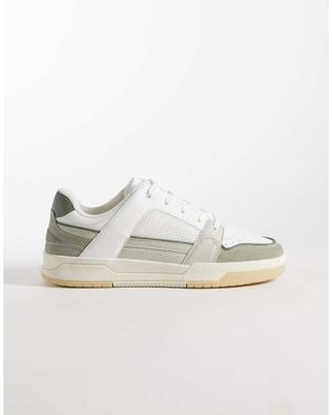 ASOS Pannelled Lace Up Trainers With Mesh Detailing - Natural