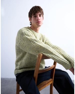 TOPMAN Relaxed Fit Knit Sweater With Nep - Green