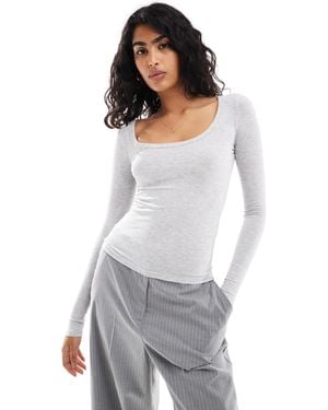 Cotton On Cotton On Ribbed Scoop Neck Long Sleeve T-shirt - White