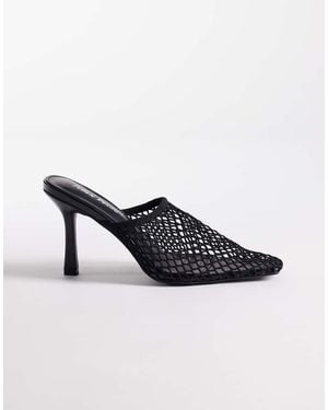 Public Desire Ada Mesh Heeled Mules - Black