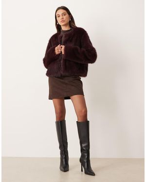 Gina Tricot Faux Fur Short Jacket - Brown
