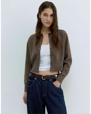 Pull&Bear Gilet court boutonné - marron - Bleu