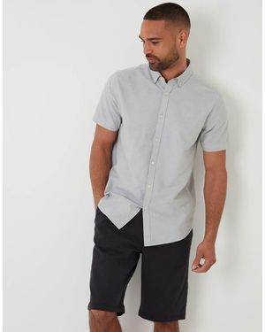 Threadbare Oxford Cotton Short Sleeve Shirt - Grey
