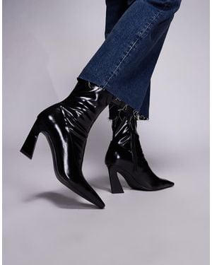 ASOS Ember Chisel Toe Sock Ankle Boots - Blue