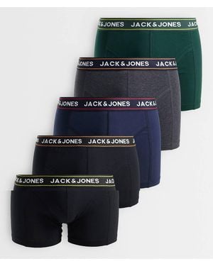 Jack & Jones 5 Pack Of Boxers With Contrast Waistband - Blue