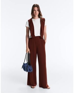 Oysho Soft-Touch Modal Wide-Leg Trousers - Red