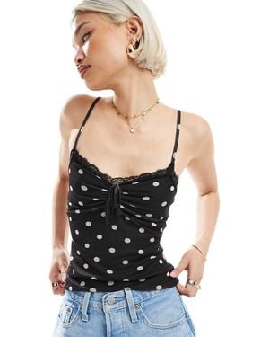Miss Selfridge Lace Trim Cami Top - Black