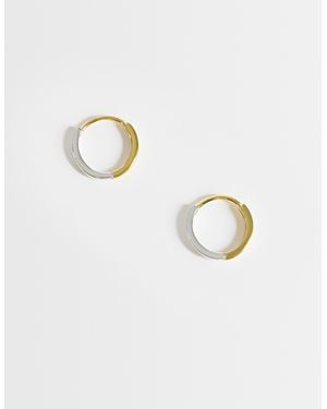 Kingsley Ryan Mixed Metal Square Cut Hoops - Metallic