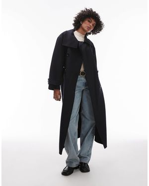 Mango Capsule Longline Wool Coat - Blue