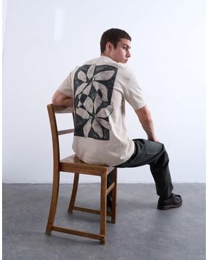 TOPMAN Relaxed Fit T-shirt With Front And Back Floral Print - White