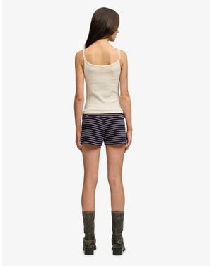 Superdry – athletic essentials – gestreifte shorts aus frottee - Blau