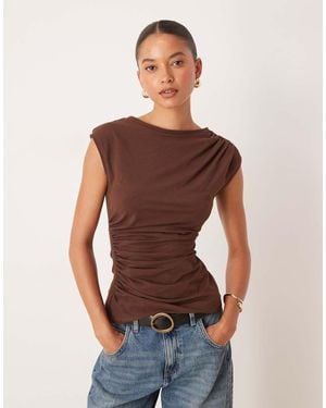 ASOS Cotton Ruched Tank Top - Brown