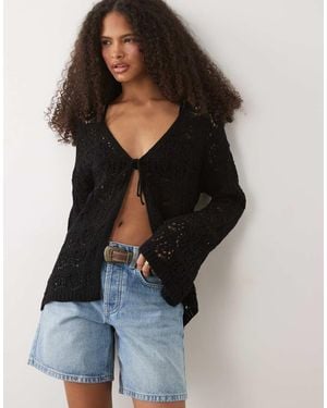 Miss Selfridge Tie Front Boho Cardigan - Blue