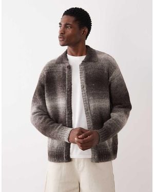 SELECTED Wool Blend Polo Neck Cardigan - Brown