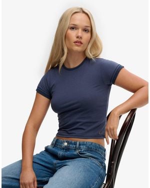 Superdry – athletic essentials – mehrlagiges oberteil - Blau