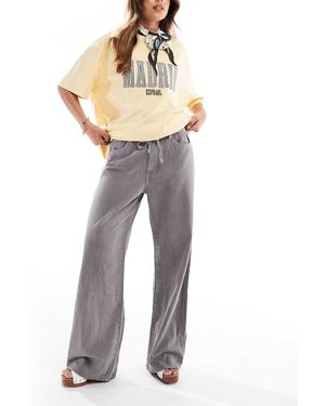 Pull&Bear Jeans Met Wijde Pijpen En Taille Met Trekkoord - Grijs