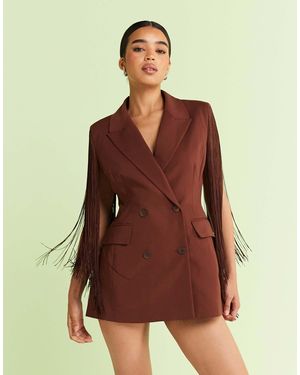 ASOS Tailored Sleeveless Moulded Hip Blazer With Fringe Detail - Brown