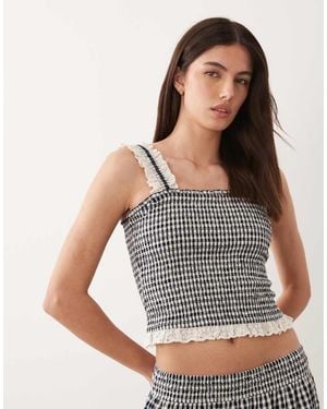 Nobody's Child Lace Trim Shirred Bodice Cami Top Co-Ord - Grey