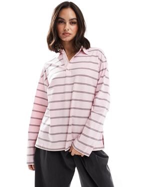 Bershka Oversized Rugby Top - Pink