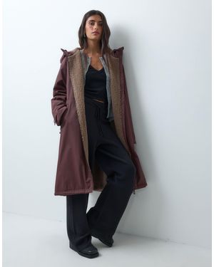 ASOS Longline Rain Coat With Borg Liner - Red