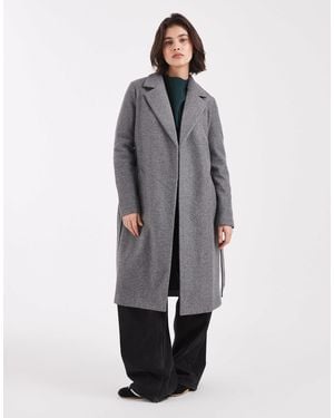 Vero Moda Belted Formal Midi Coat - Gray