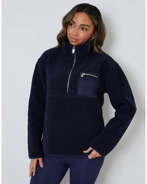 Threadbare Half Zip Borg Fleece - Blue