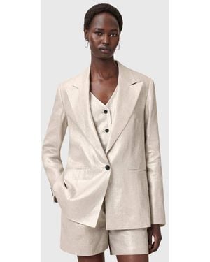 AllSaints Averie Metallic Tailored Blazer - Natural